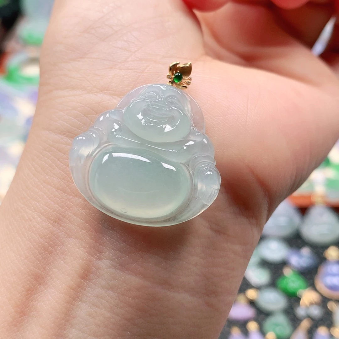 翡翠18K金镶嵌吊坠(不含链)