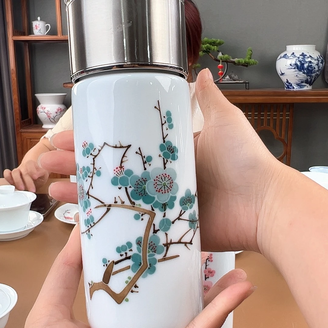 翠竹绿梅保温杯，瑕疵