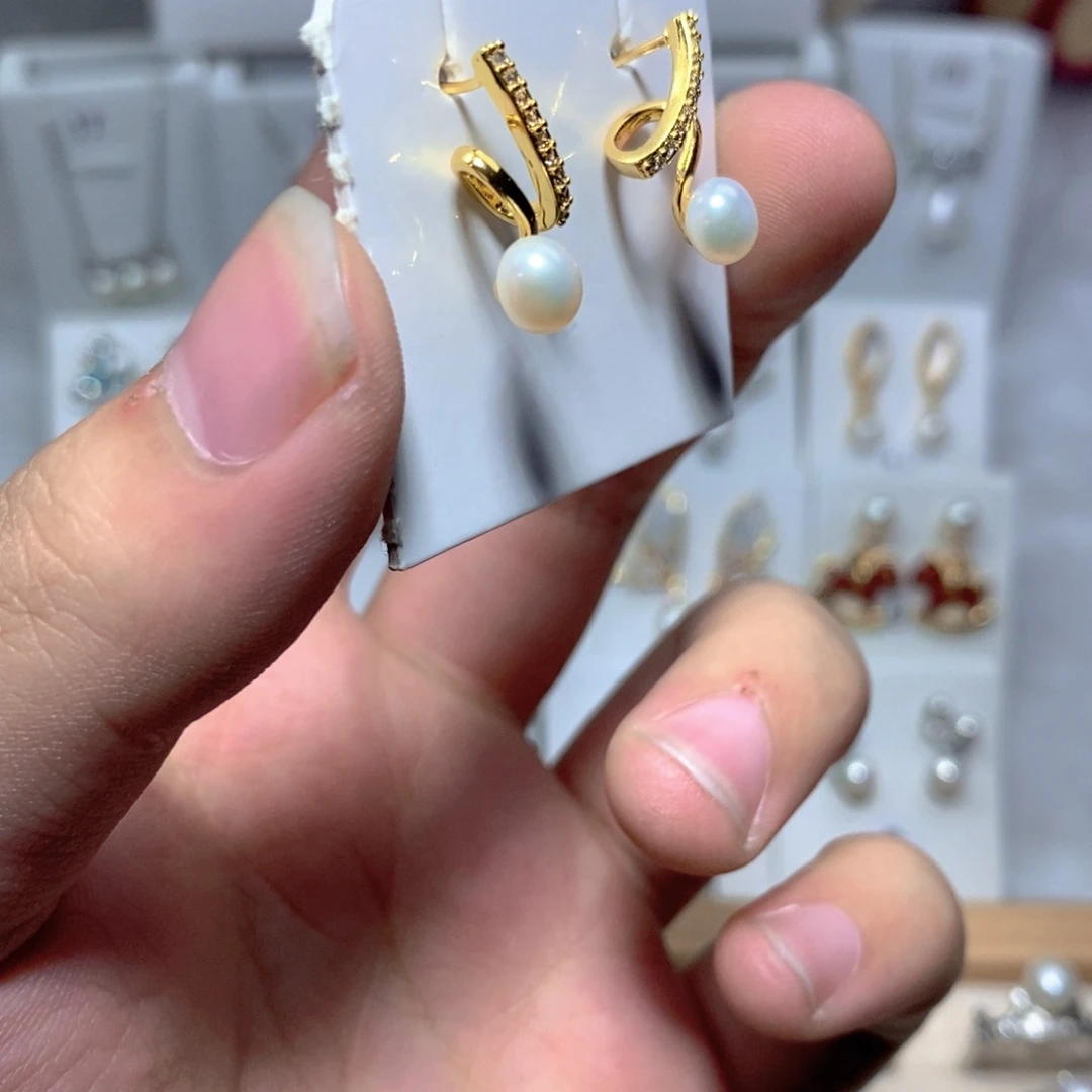 淡水珍珠耳饰银S925镶嵌