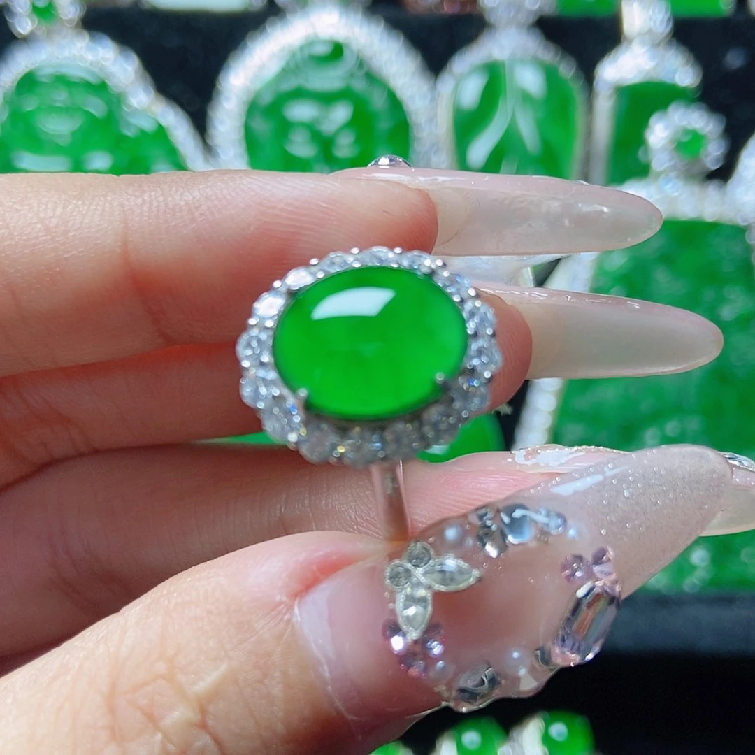 颈饰银S925镶嵌翡翠