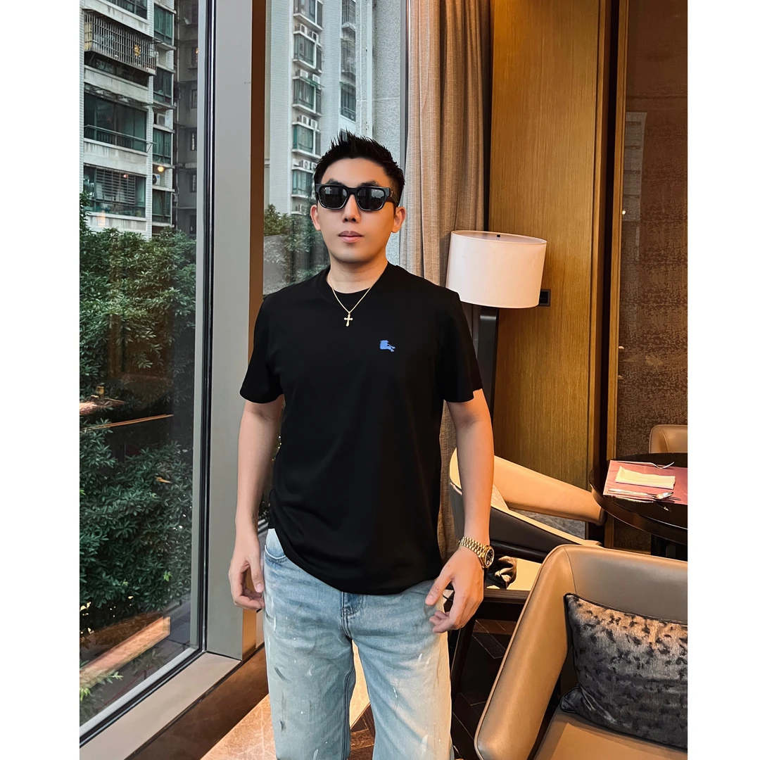 【战马刺绣】100支超细兰精莫代尔新疆长绒棉薄款短袖T恤时尚休闲