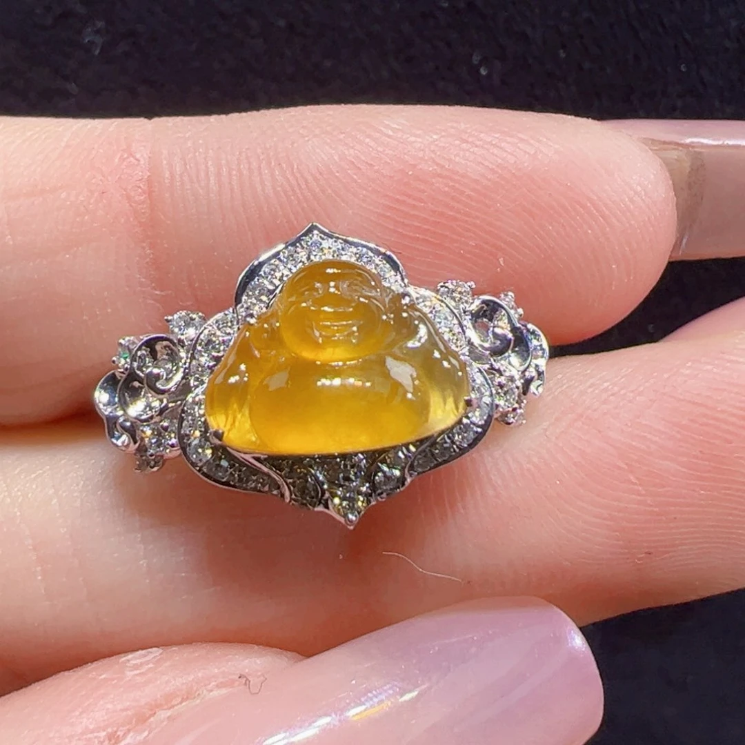 翡翠戒指18K金镶嵌戒指