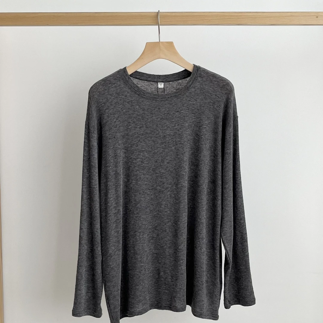 2025秋款新款通勤圆领宽松长袖T恤 韩国东大门代购