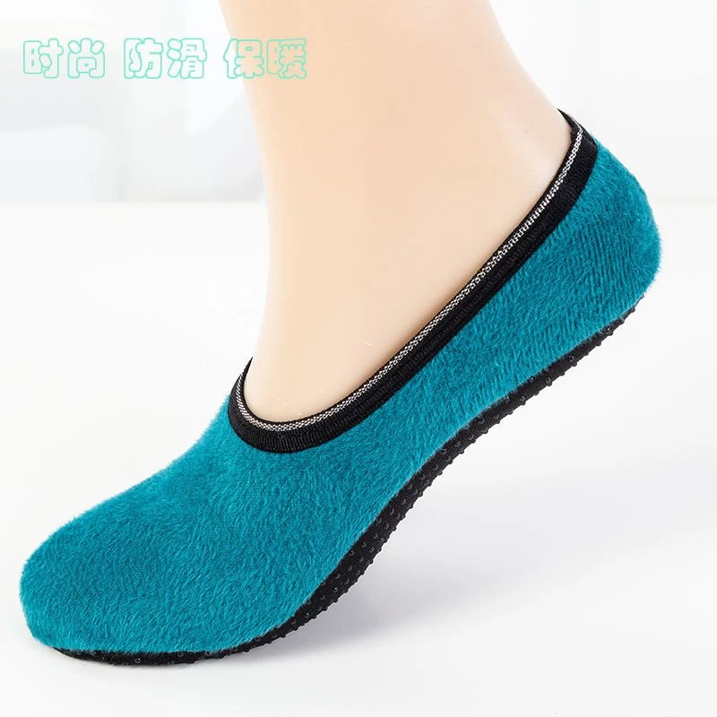 秋冬加绒加厚成人男女地板吸汗浅口袜套居家健身用室内防滑吸汗