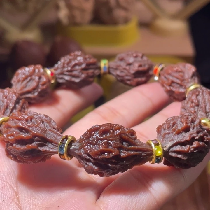 桃核吊坠玉化异形橄榄核手串