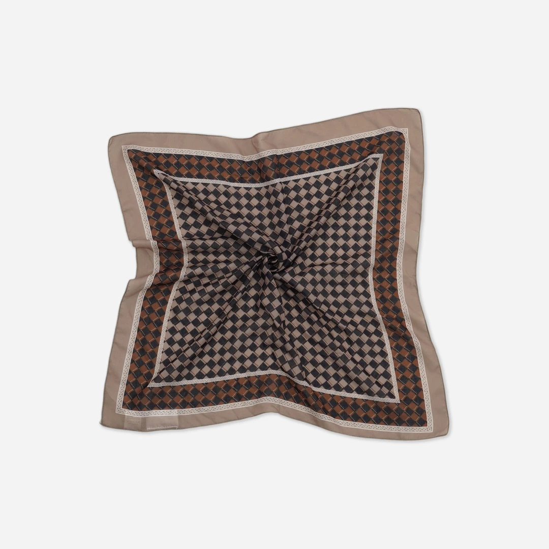 百搭几何图案轻奢风撞色方形丝巾Z353096