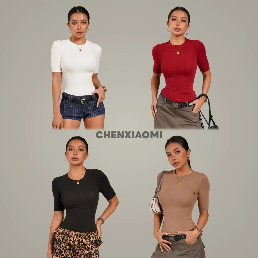 【蜜蜜家】织秋意 欧美辣妹时尚修身休闲性感圆领上衣 25/Z614