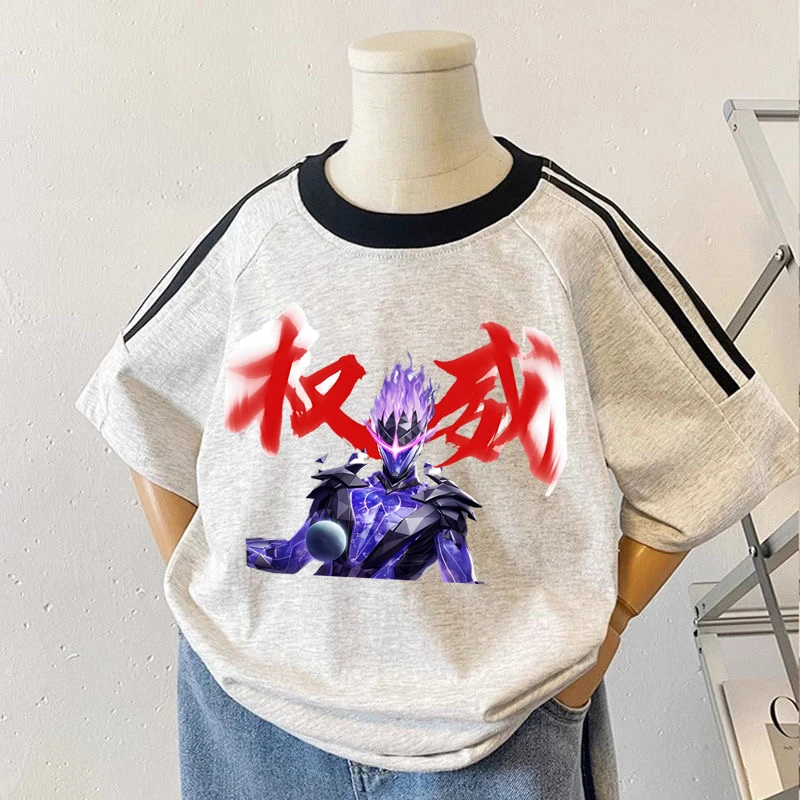 和平精英儿童三条杠短袖t恤夏季纯棉男女童潮牌上衣半袖联名周边