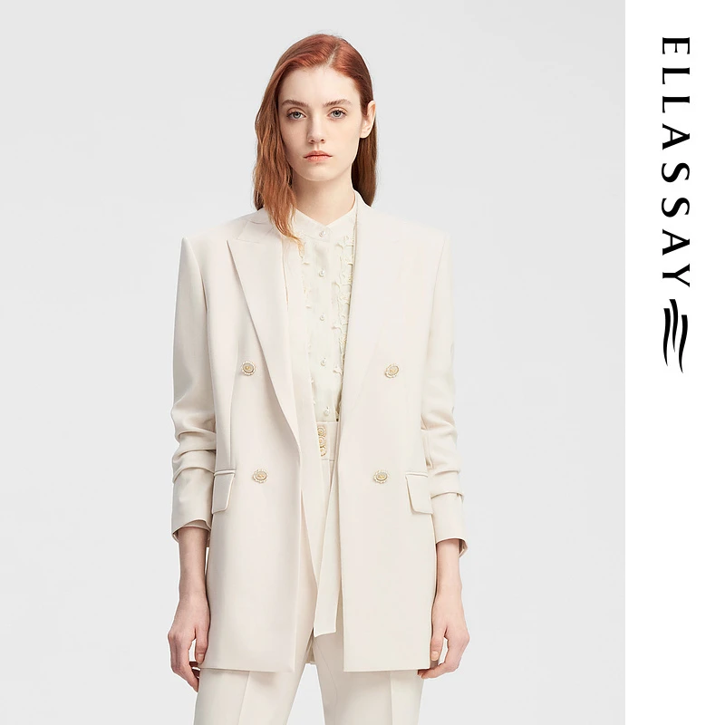 【粉丝专享】ELLASSAY秋季简约双排扣职场西装EWE343T01900