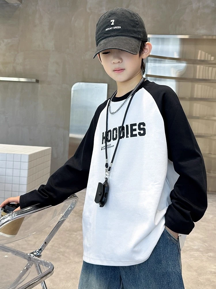 男童长袖T恤春秋季2025新款儿童男孩洋气纯棉百搭秋装打底衫潮牌t