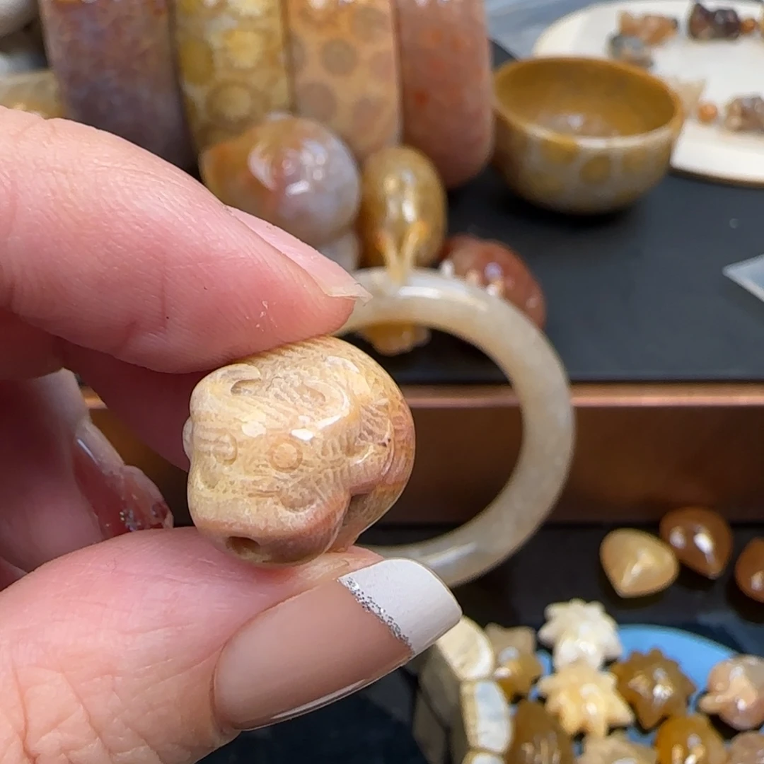 一***萍硅化珊瑚（珊瑚玉）未镶嵌颈饰