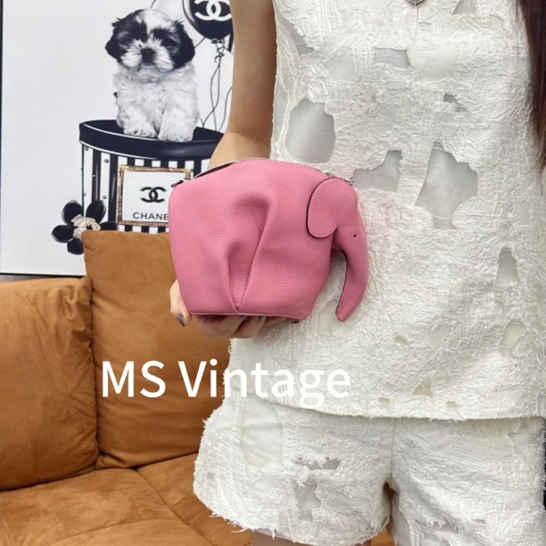 99新 LOEWE/罗意威 罗意威粉色小象单肩包