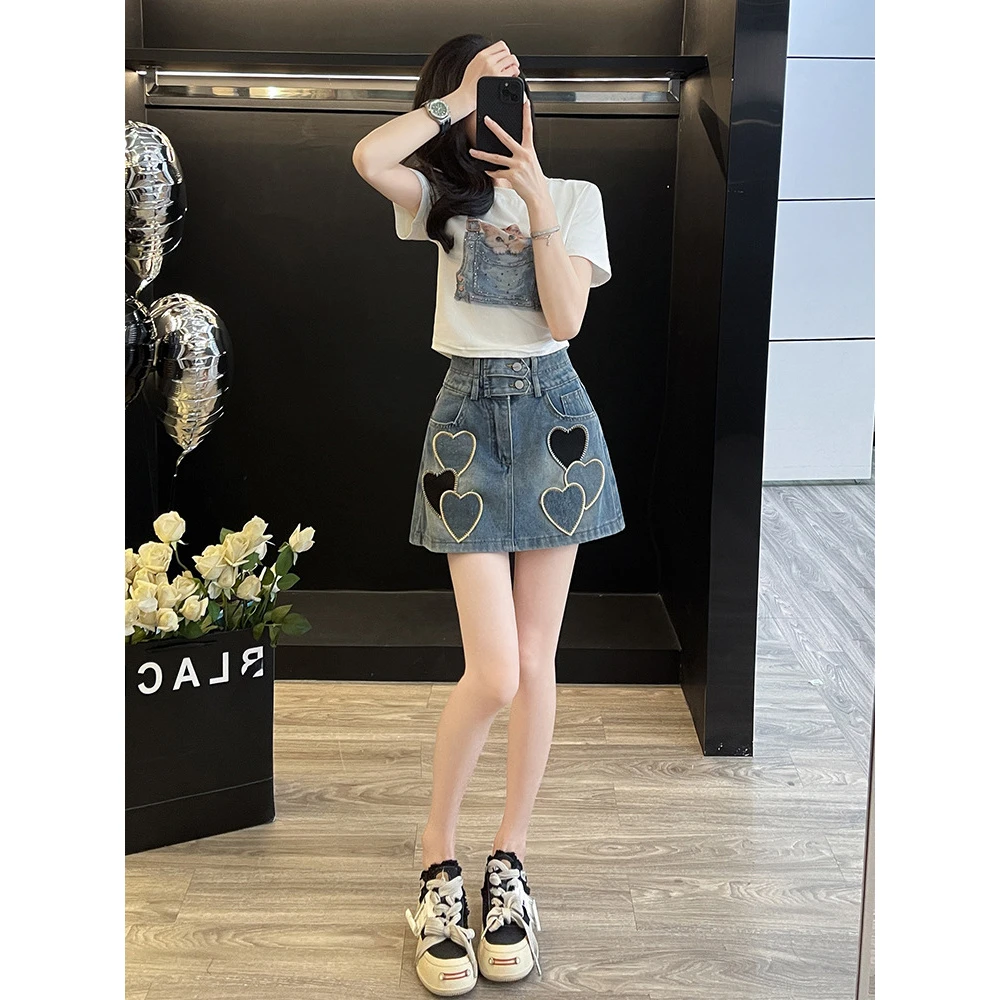 复古套装女小众高级感女装2025新款时尚显瘦高腰牛仔裙减龄套装