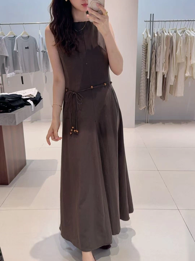 连衣裙-艾家519022轻奢气质收腰无袖