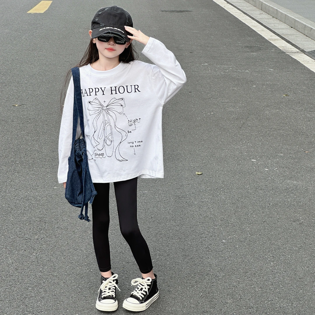 女童t恤长袖2025春秋新款洋气儿童秋款打底衫小女孩秋季上衣