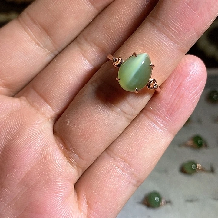 【闪购商品】银S925镶嵌戒指和田玉（碧玉）