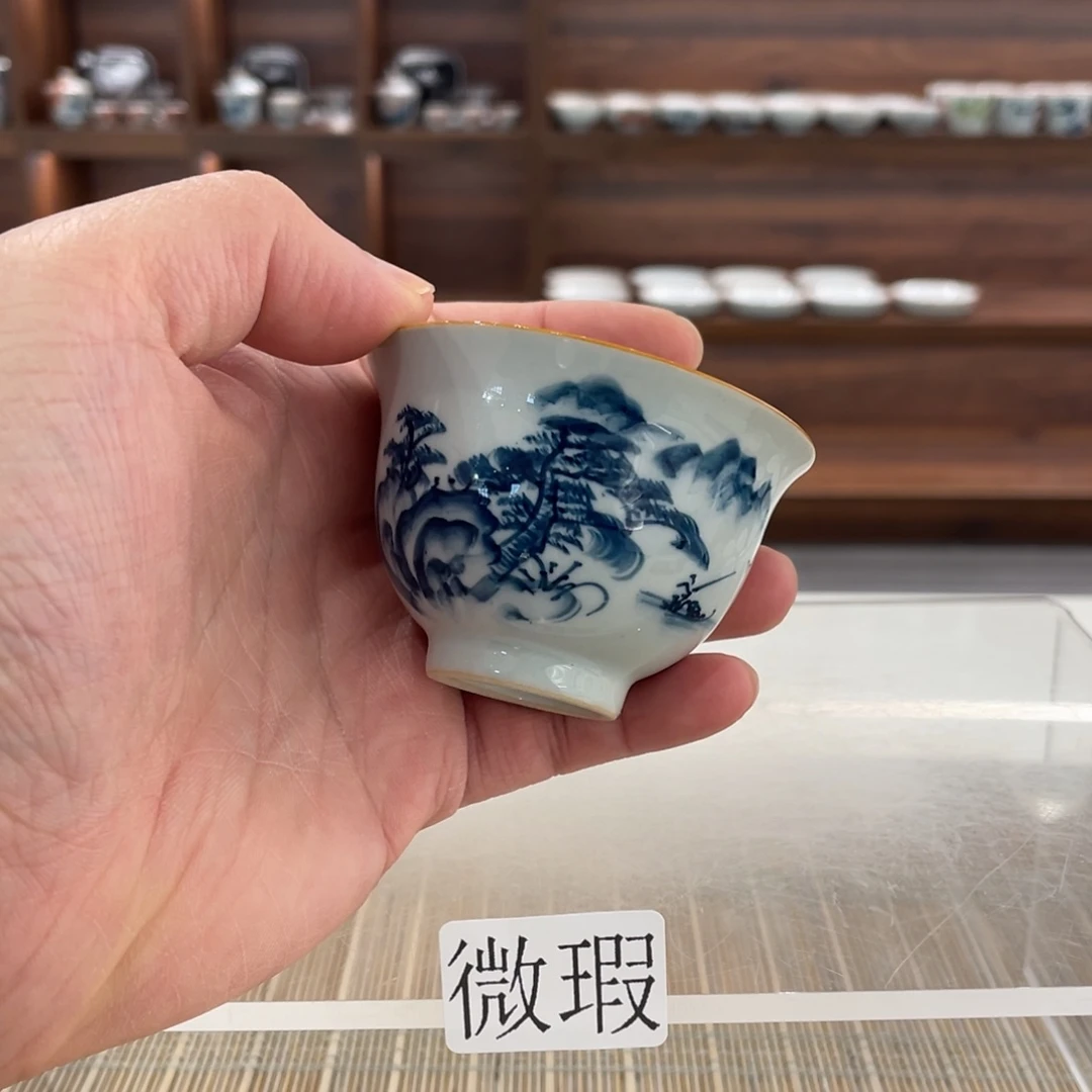 釉下手绘茶具微瑕