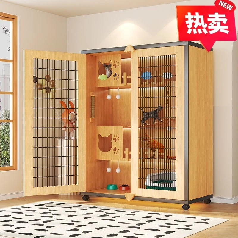 猫别墅宠物柜超大自由空间豪华猫舍猫屋猫笼带厕所宠物柜家用木质
