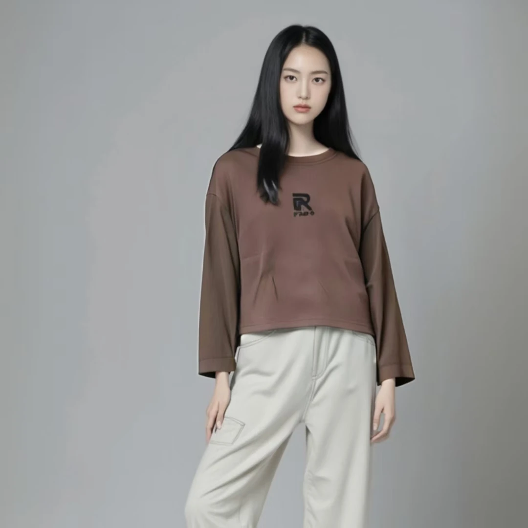 7972-后背衬衫纽扣（R咖啡）娃娃卫衣