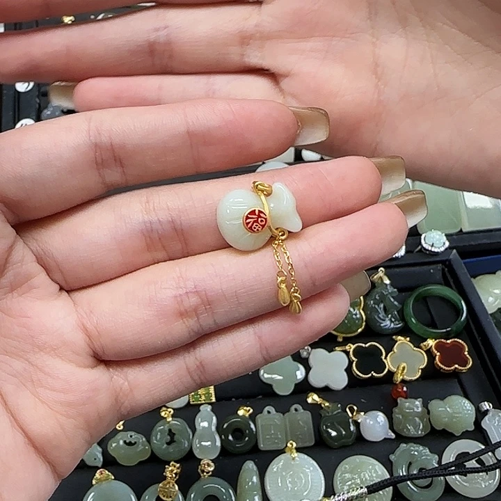 和田玉颈饰银S925镶嵌