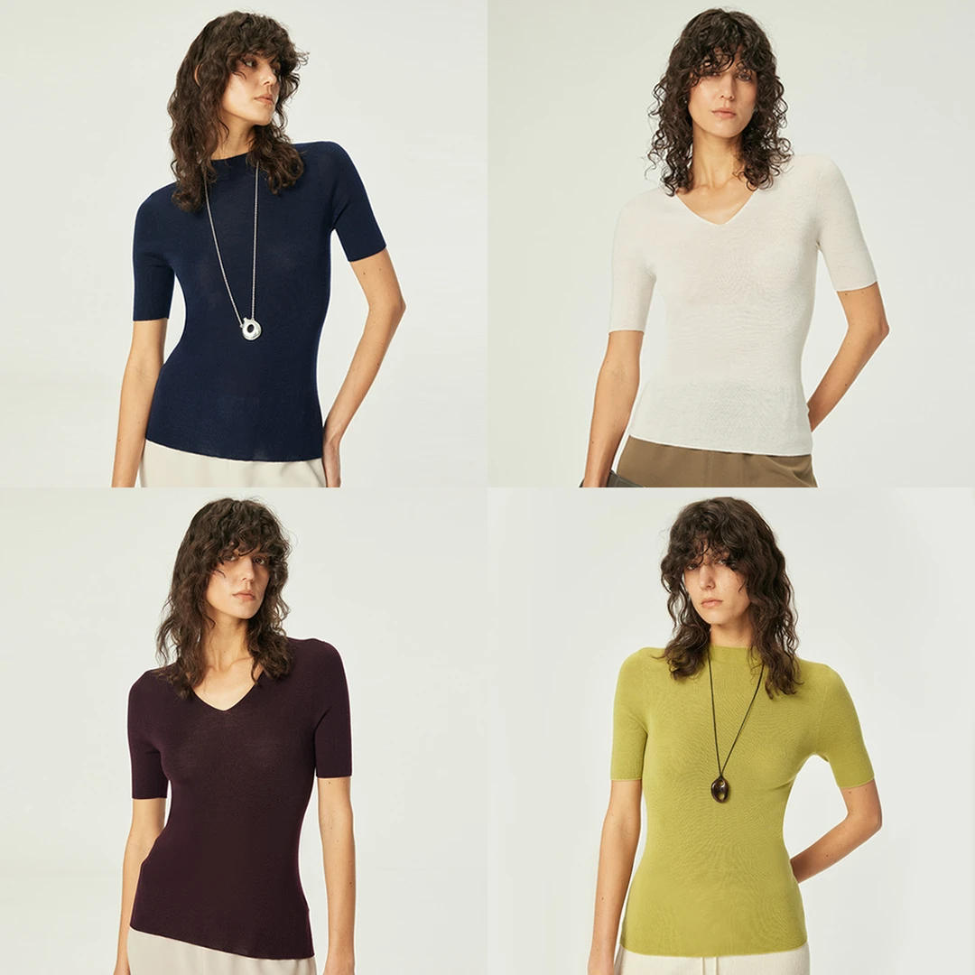 MARIUS"春夏调色师"德国扬子纱佰搭可机洗美利奴羊毛打底衫