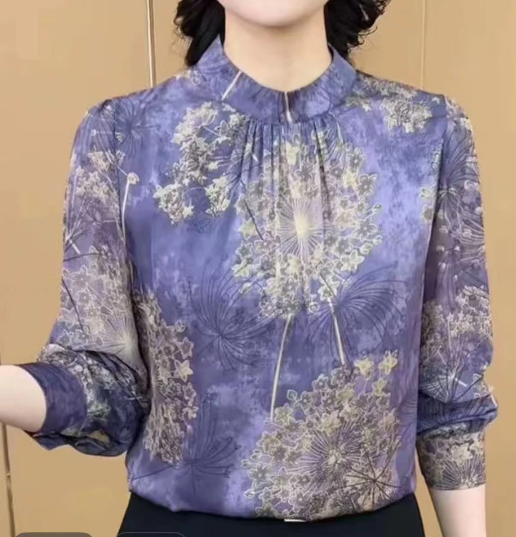 长袖百搭常规款印花碎花短款T恤复古蕾丝时髦小姨风上衣