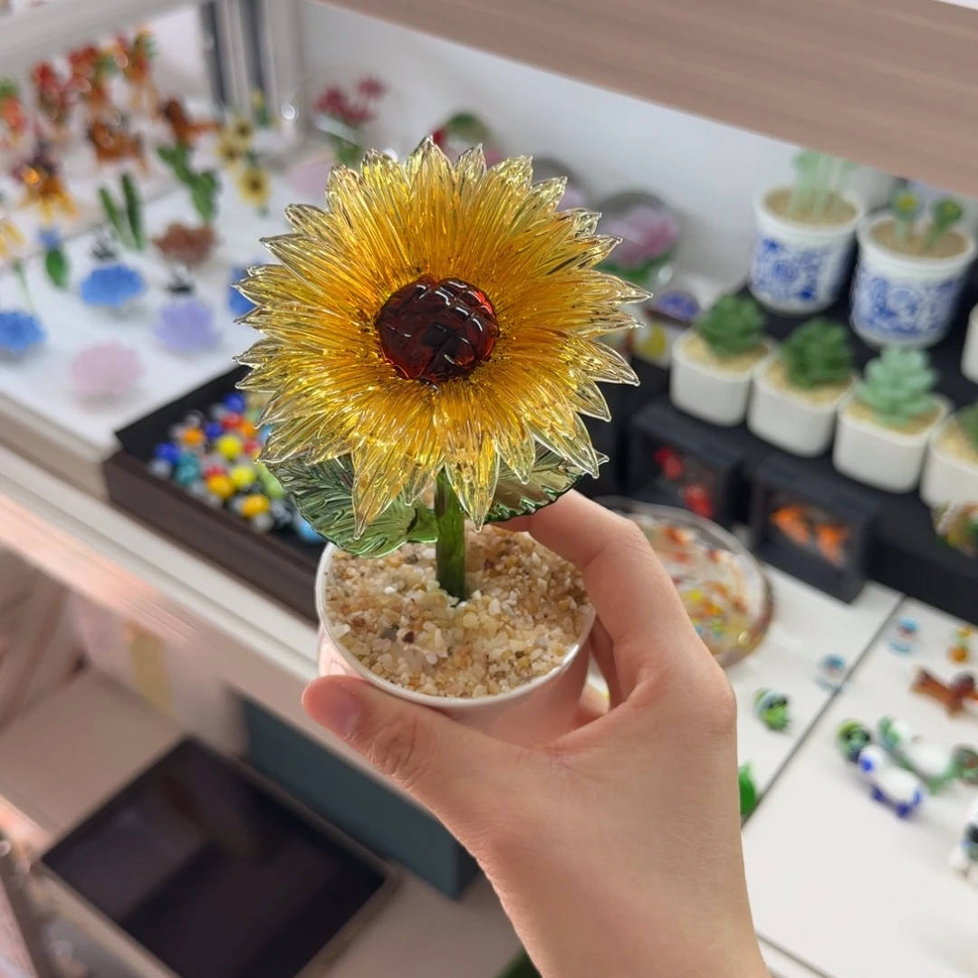 琉璃手工艺品向日葵盆栽