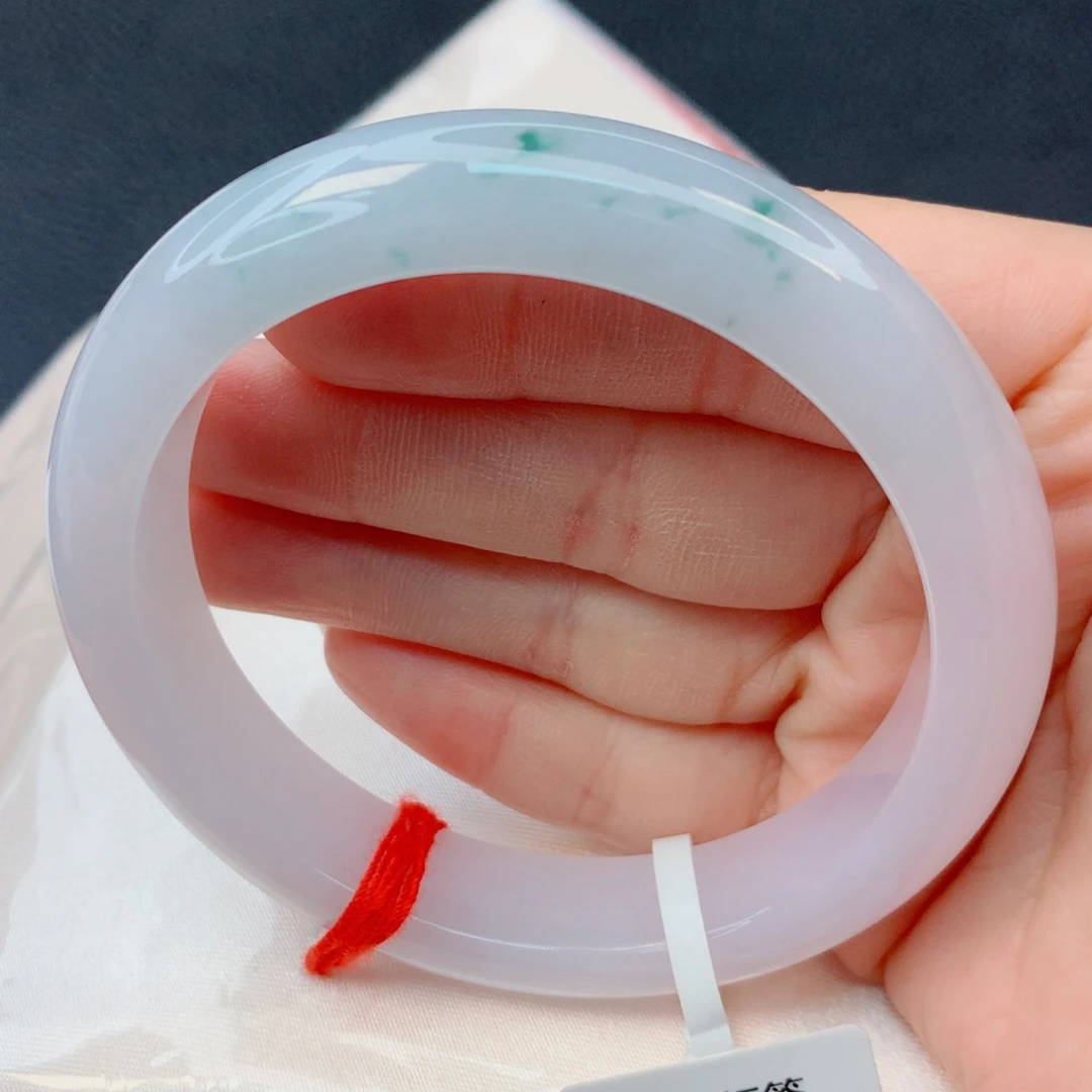 翡翠未镶嵌手镯58-59粉紫飘碎花