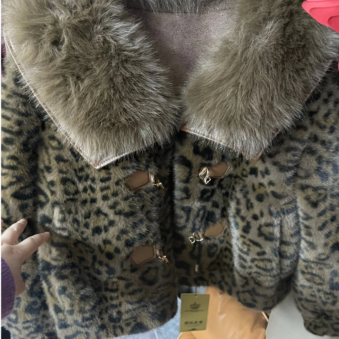 【大妮】秋冬新款网红豹纹短款女装洋气时尚百搭女士气质红外套