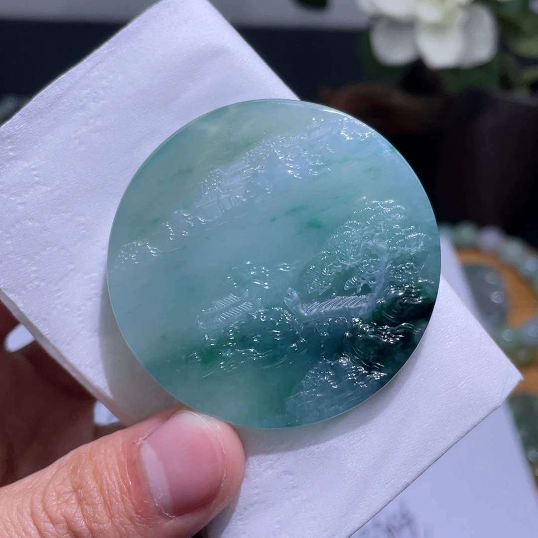 定制翡翠未镶嵌月入百万系列吊坠