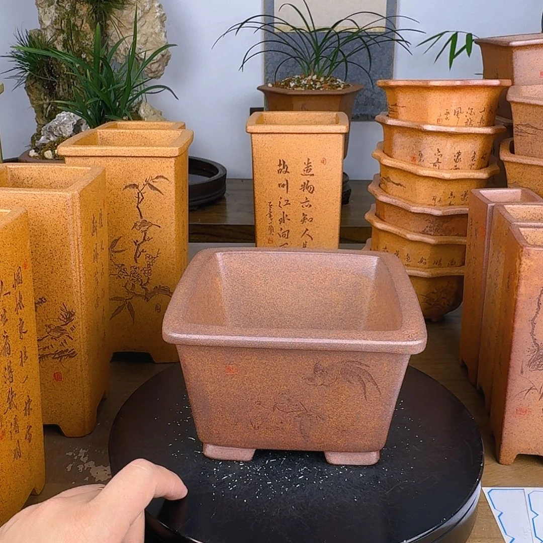 紫砂花盆南**鱼紫砂花盆