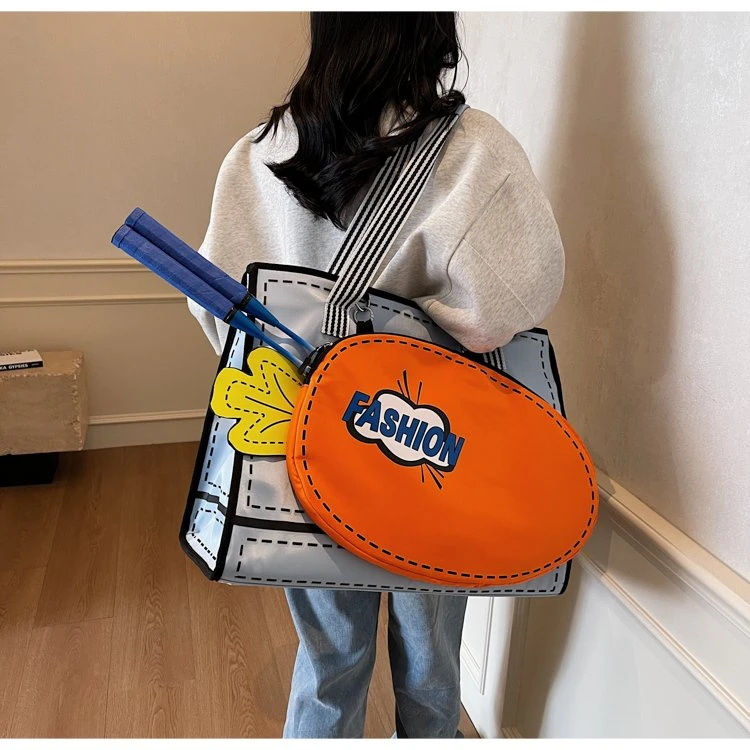 2025新款羽毛球网球拍萝卜包女大容量运动托特包包可爱手提单肩包