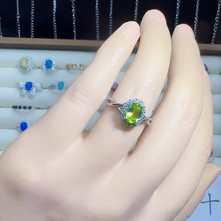 银S925镶嵌戒指橄榄石