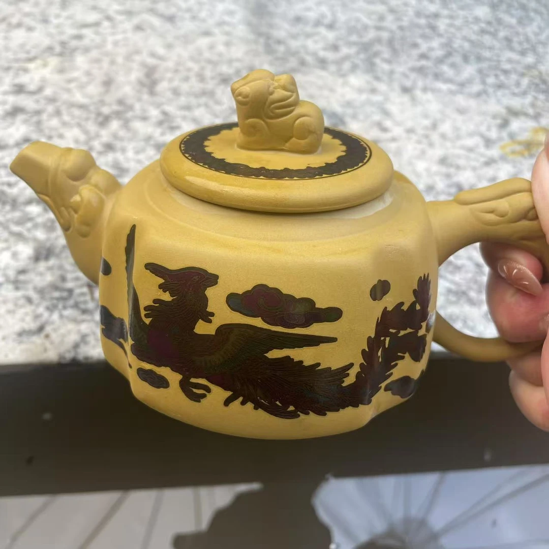 【闪购商品】高端黄金段泥四方来财凤鸣壶