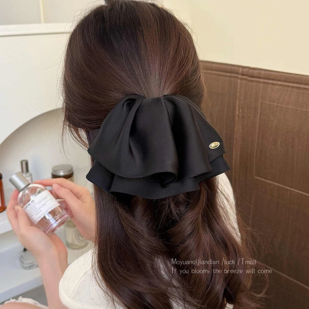 重工裙摆抓夹缎面高级感半扎气质发夹女2025新款鲨鱼夹子头饰发饰