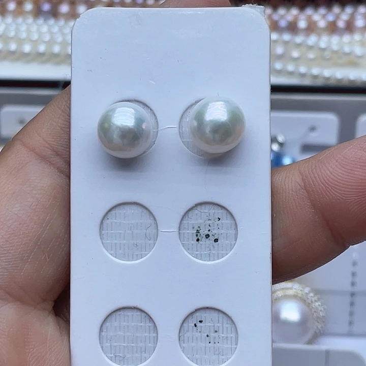 银S925镶嵌耳饰淡水珍珠
