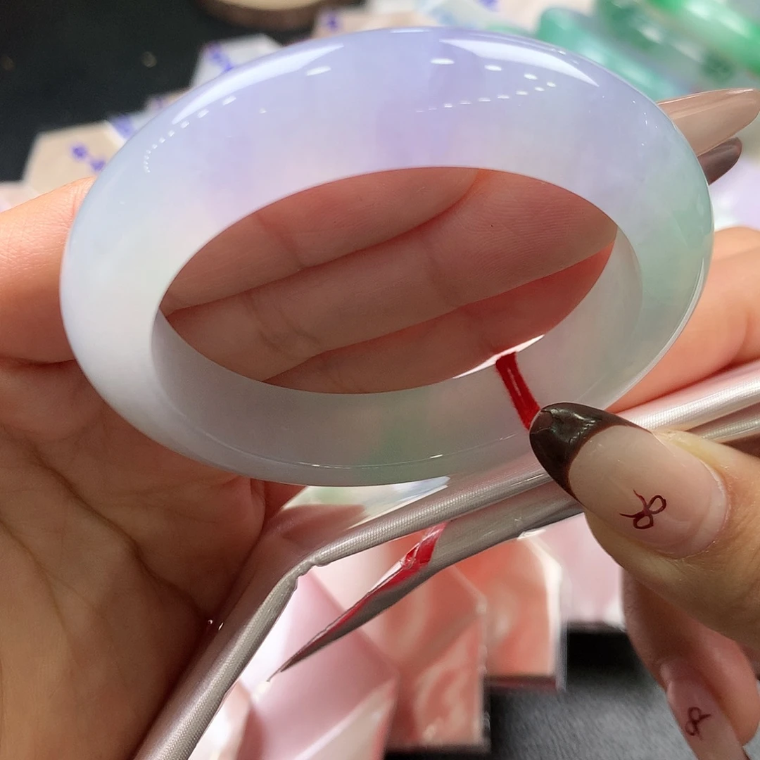 翡翠未镶嵌手镯12号冰种春彩 五星强推！