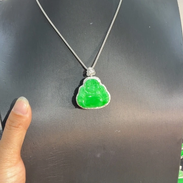 翡翠18K金镶嵌吊坠(不含链)翡翠