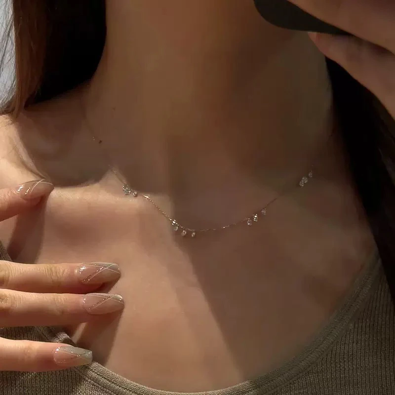 链子925银合成锆石 十里间【流星闪闪】简约气质s925项链百搭通勤
