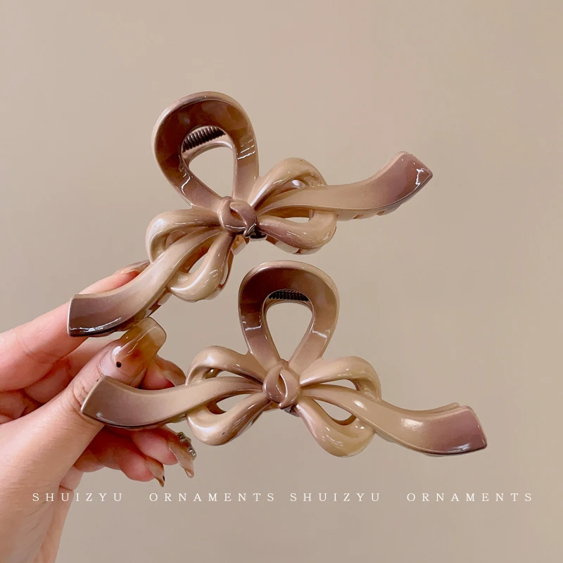 渐变蝴蝶结大号抓夹女高级感发夹后脑勺鲨鱼夹发量多发卡头饰