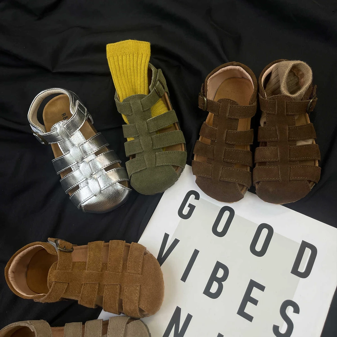 儿童包头凉鞋夏季童鞋女童勃肯鞋小童沙滩鞋公主罗马鞋宝宝23103