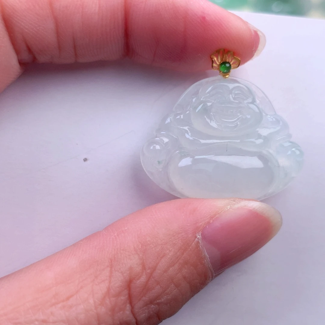 翡翠吊坠(不含链)18K金镶嵌