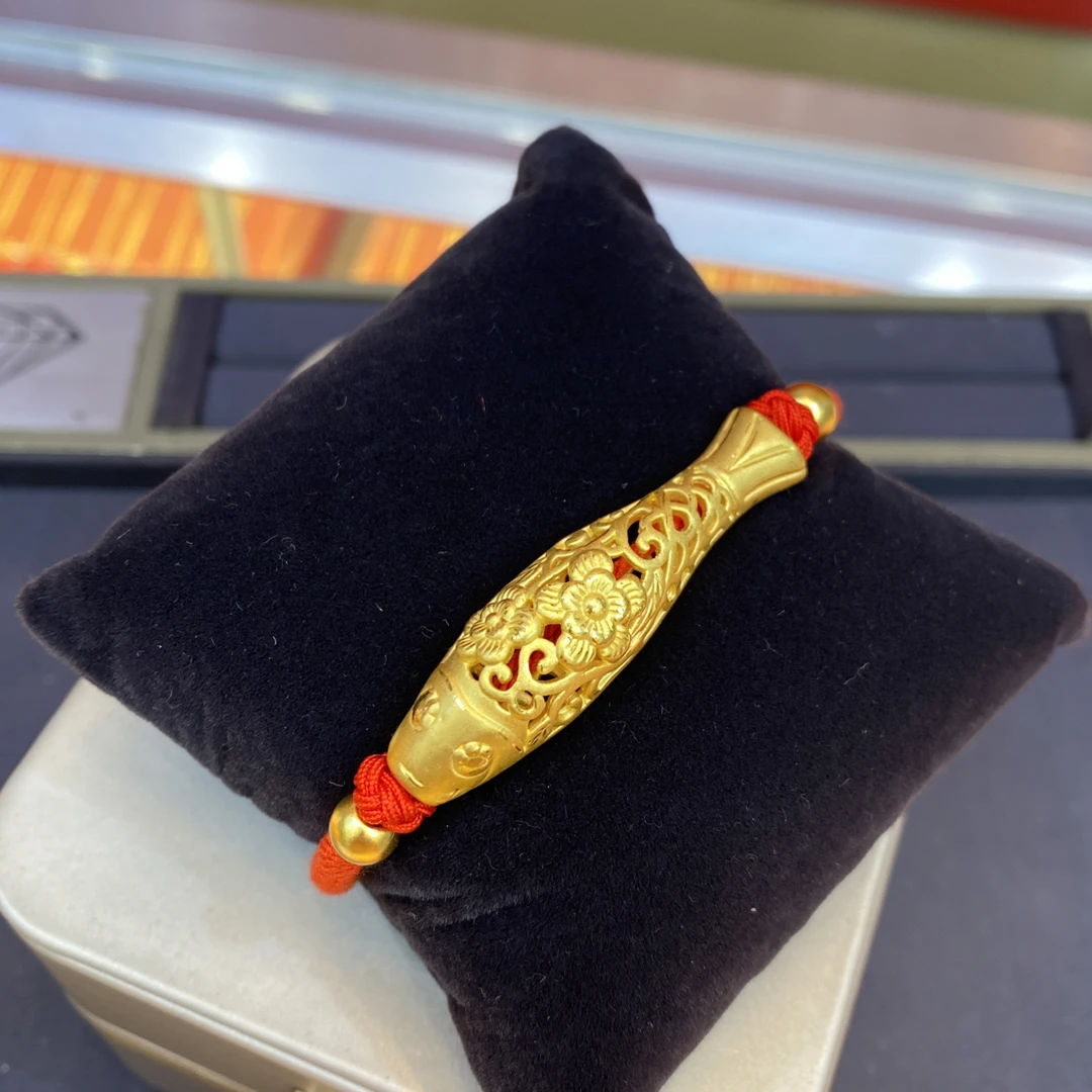 足金999金鱼编绳手链