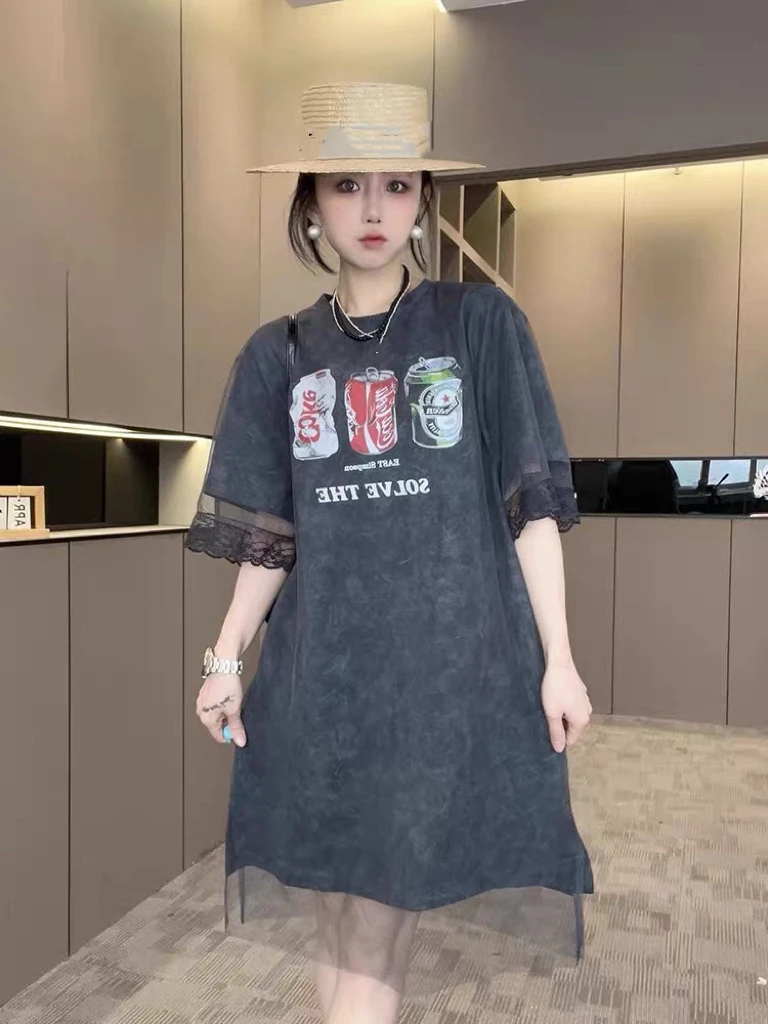 【BAI】短袖连衣裙女夏新款T恤裙百搭裙子667