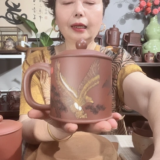 清水泥茶杯原矿紫砂精品