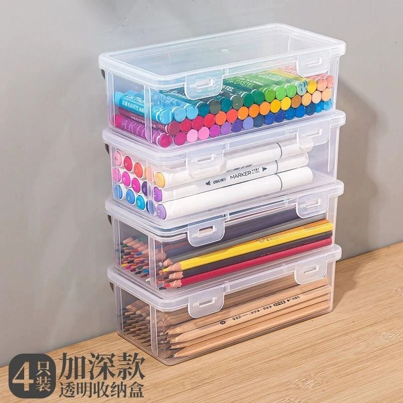 文具收纳盒大容量透明铅笔盒子笔筒装彩铅蜡笔素描笔袋铅笔收纳Y4