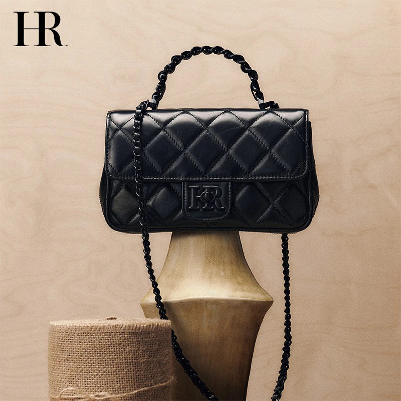 【抖音双12】HR赫莲娜女包2025新款手提包链条包油蜡牛皮单肩斜挎包