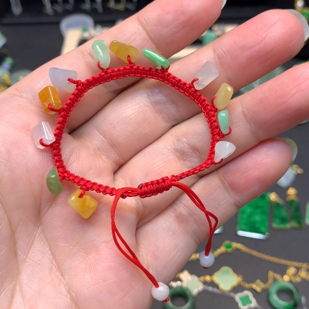 翡翠未镶嵌手链有纹裂