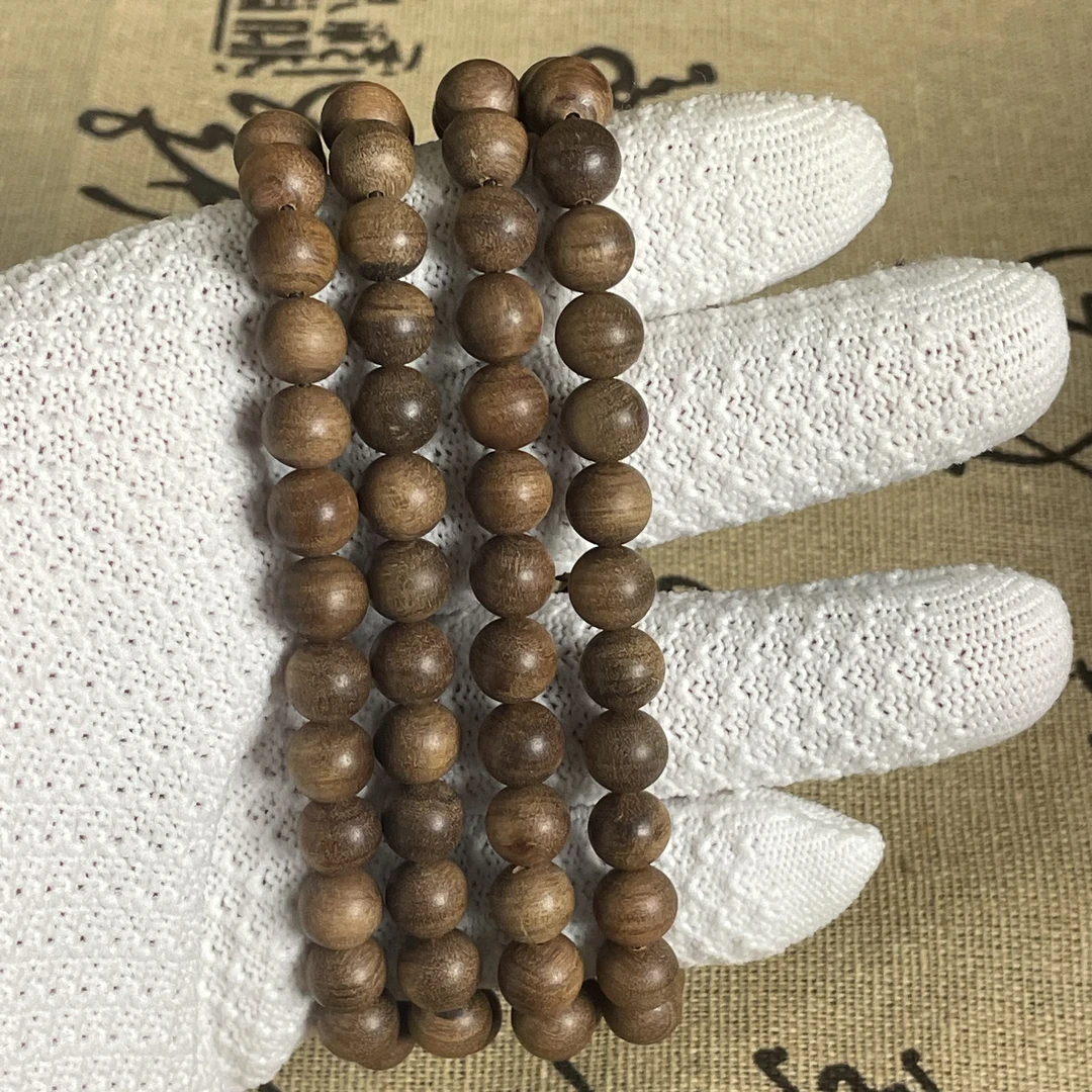 【天然百年老料沉水0.8多圈】正区印度迈索尔老山檀香文玩手串奶香