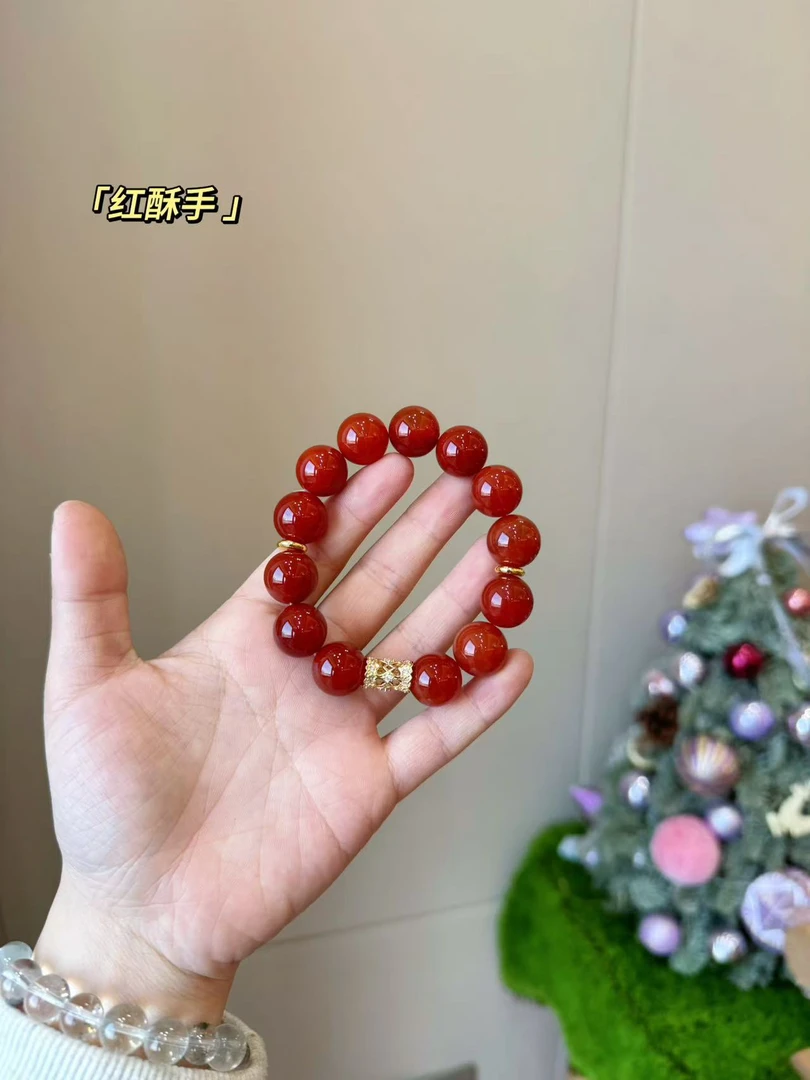 【A79红酥手】红玛瑙水晶手串 配礼盒包装发货